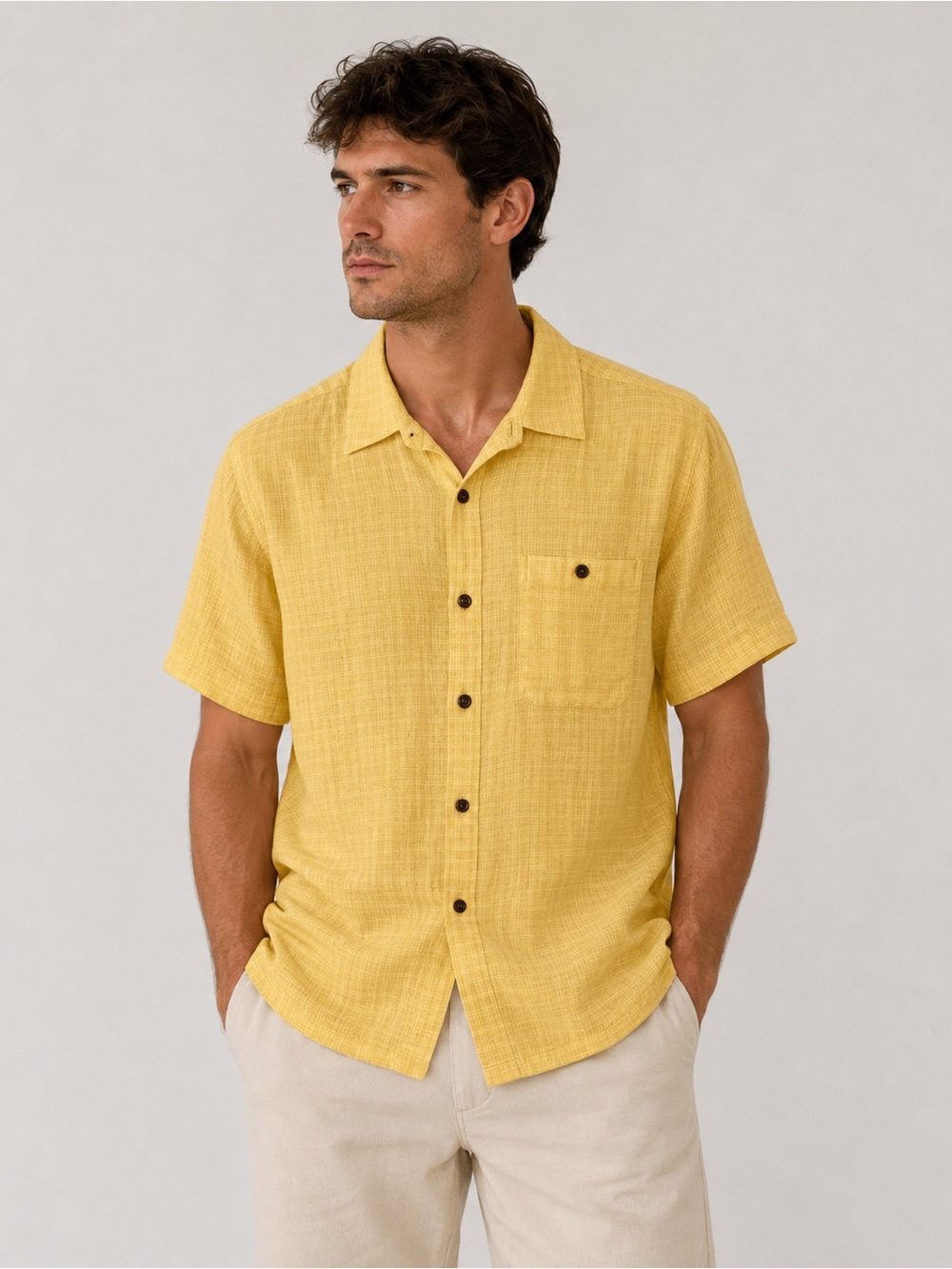 Patagonia Men's A/C® Shirt in butter yellow sustainable Size Large